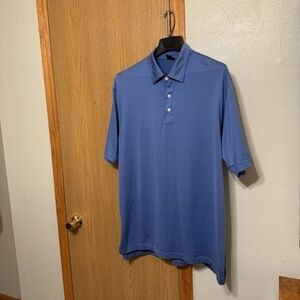 Dunning Golf "CoolMax" XL Solid Blue Short Sleeve Polo - EUC